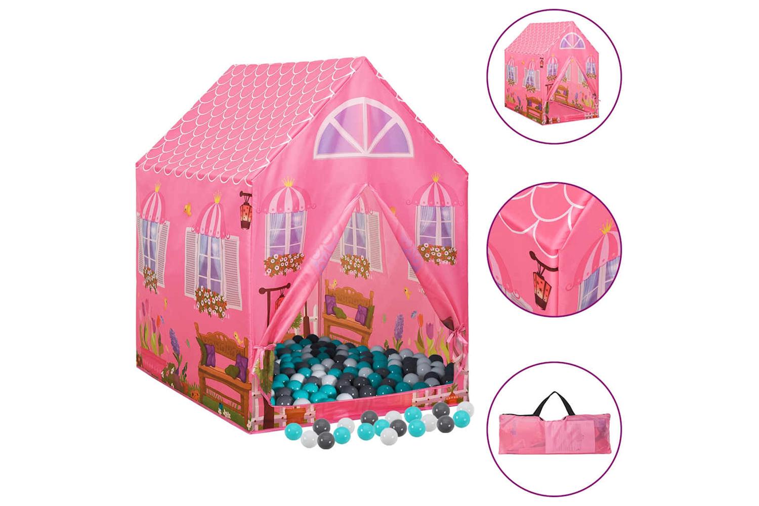 vidaXL 3107749 Children Play Tent With 250 Balls Pink 69x94x104cm