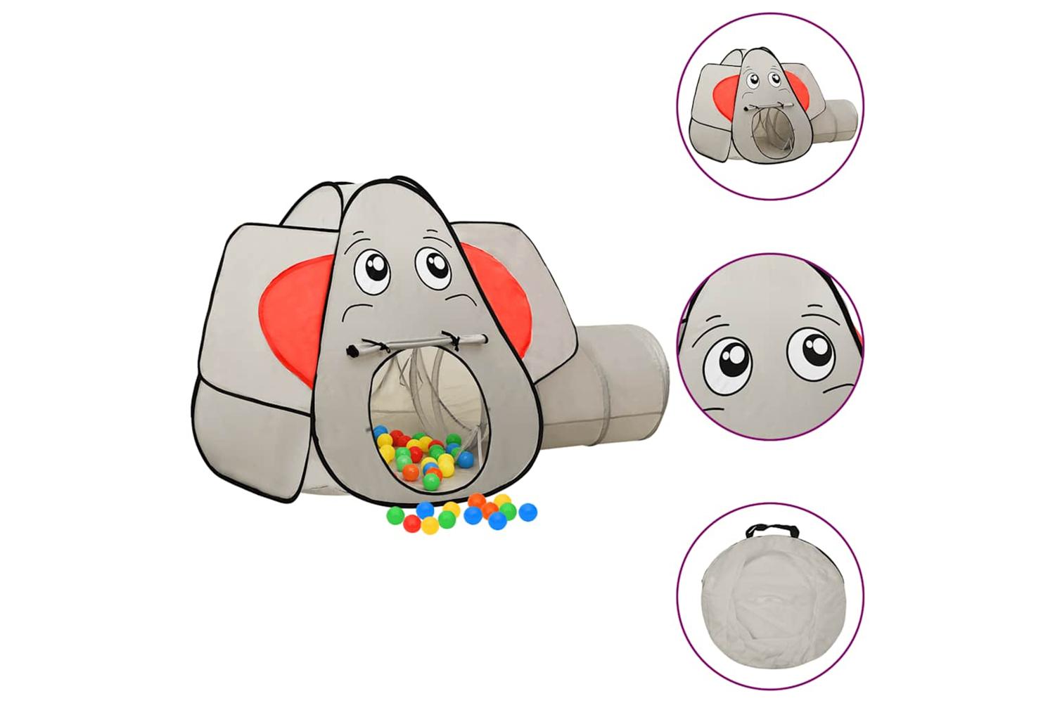 vidaXL 3107739 Elephant Children Play Tent With 250 Balls Grey 174x86x101cm