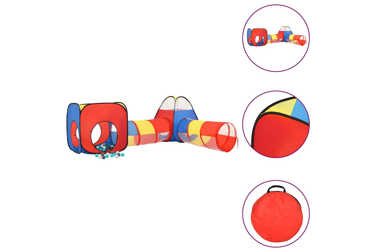 vidaXL 3107734 Children Play Tent With 250 Balls Multicolour 190x264x90cm