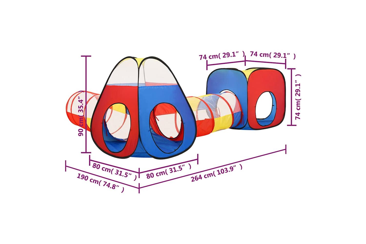 Vidaxl Children Play Tent Multicolour 190x264x90 Cm-10