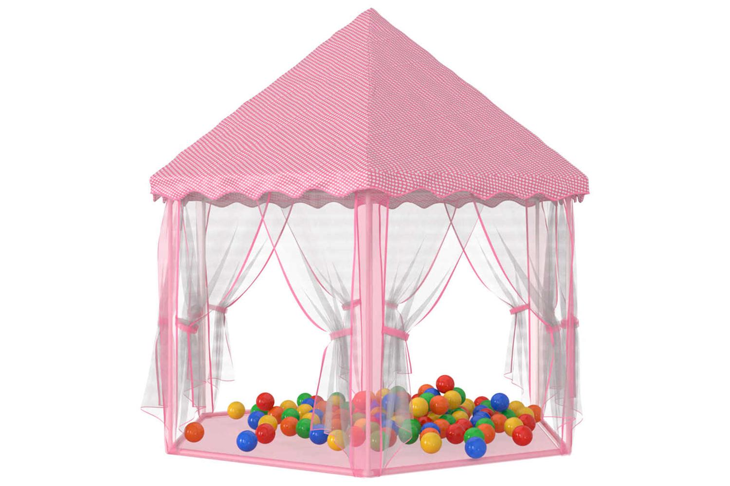 vidaXL 3107712 Princess Play Tent With 250 Balls Pink 133x140cm