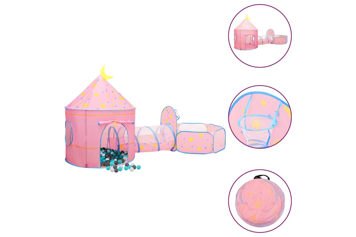 vidaXL 3107737 Children Play Tent With 250 Balls Pink 301x120x128cm
