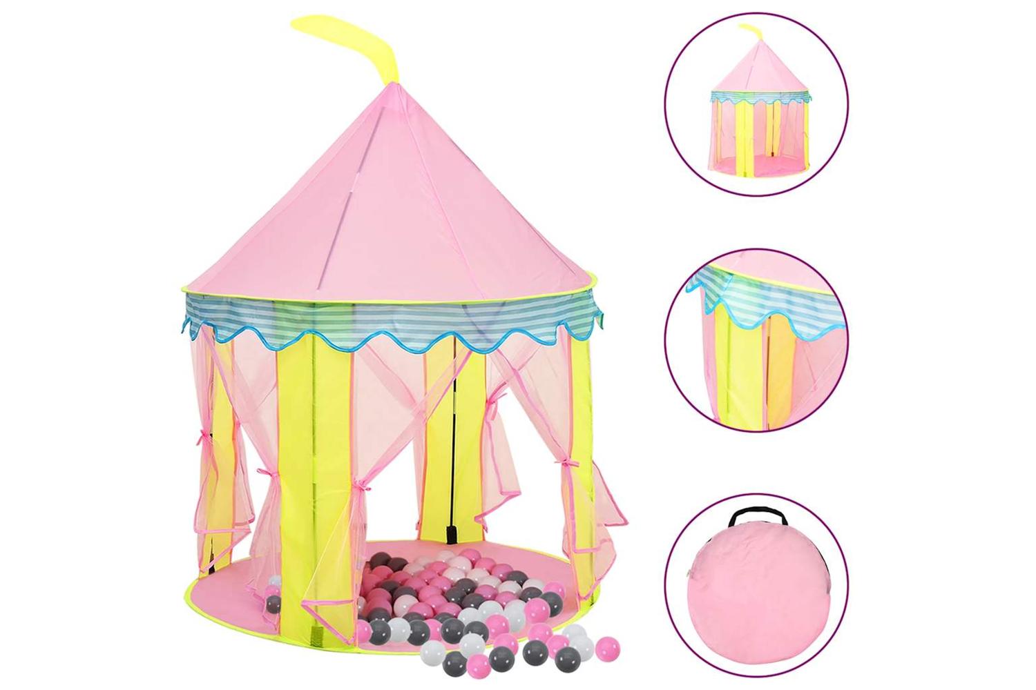 vidaXL 3107747 Children Play Tent With 250 Balls Pink 100x100x127cm