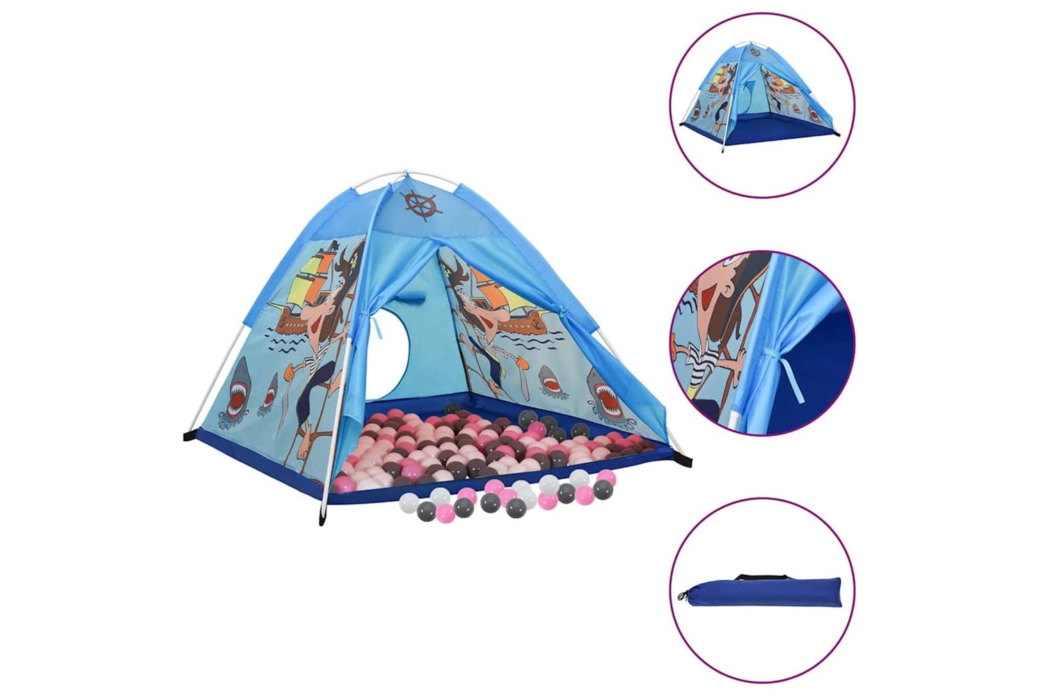 vidaXL 3107744 Children Play Tent With 250 Balls Blue 120x120x90cm