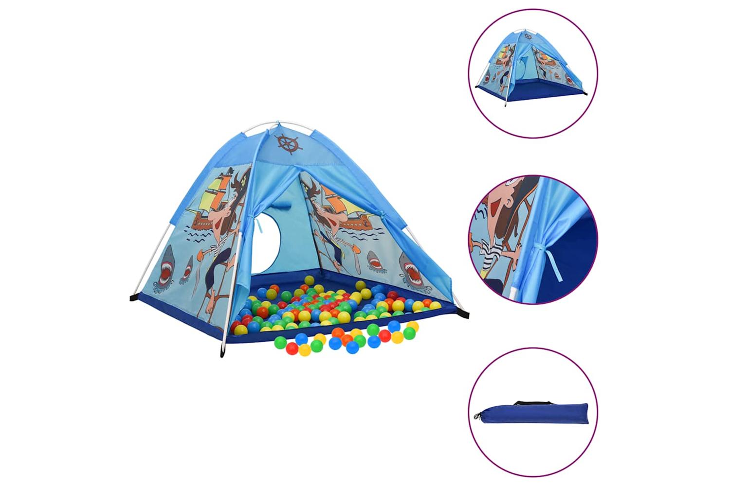 vidaXL 3107742 Children Play Tent With 250 Balls Blue 120x120x90cm