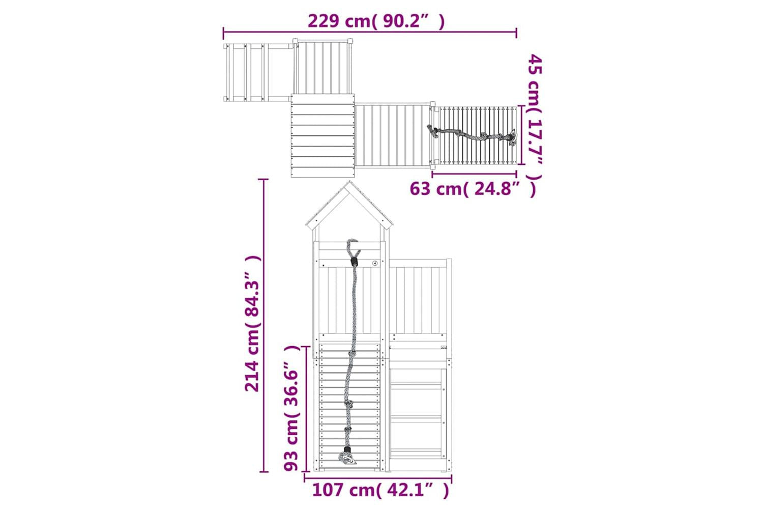 Vidaxl 3155832 Playhouse With Climbing Wall Solid Wood Douglas-9