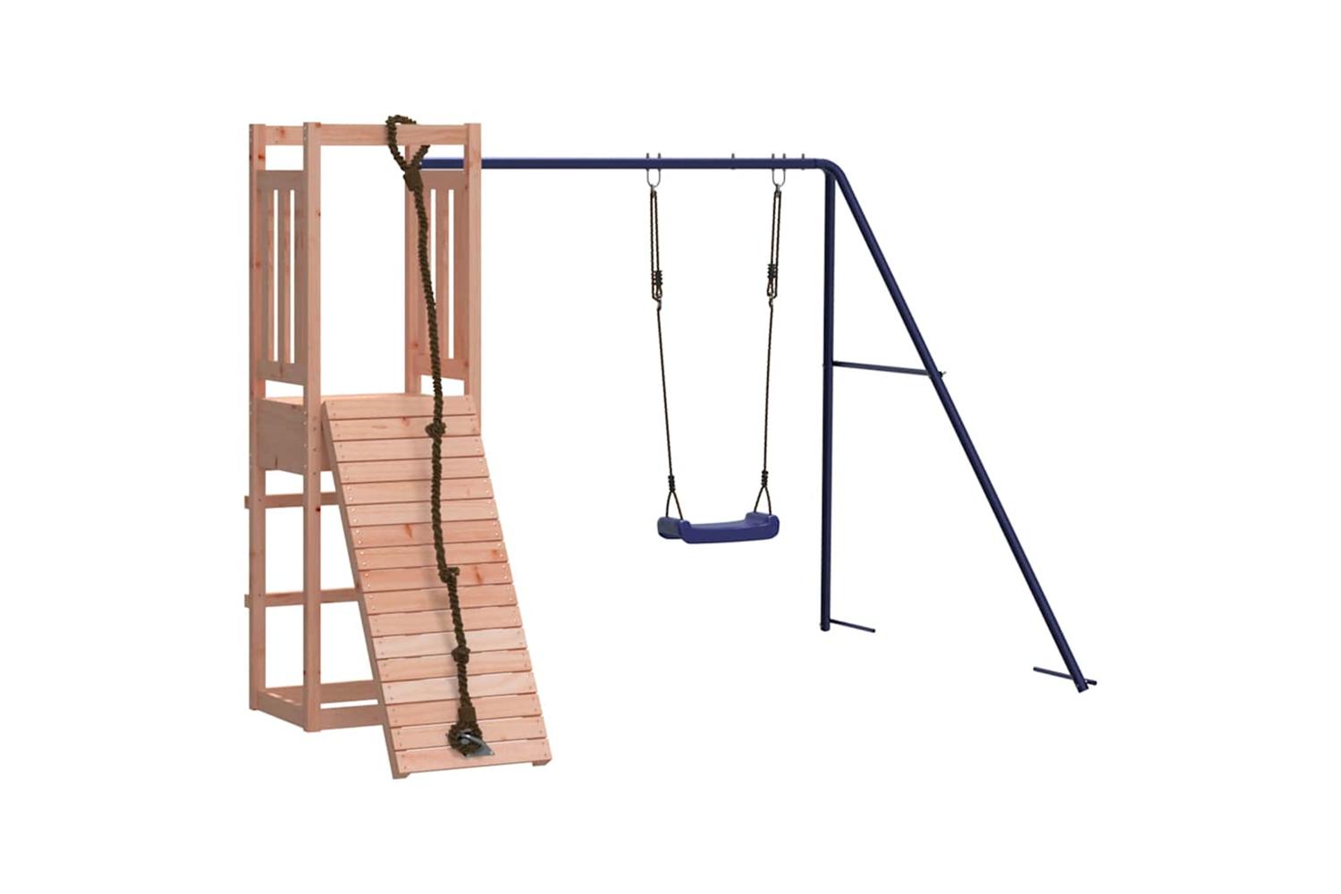 Vidaxl 3155949 Playhouse With Climbing Wall Swing Solid Wood Douglas