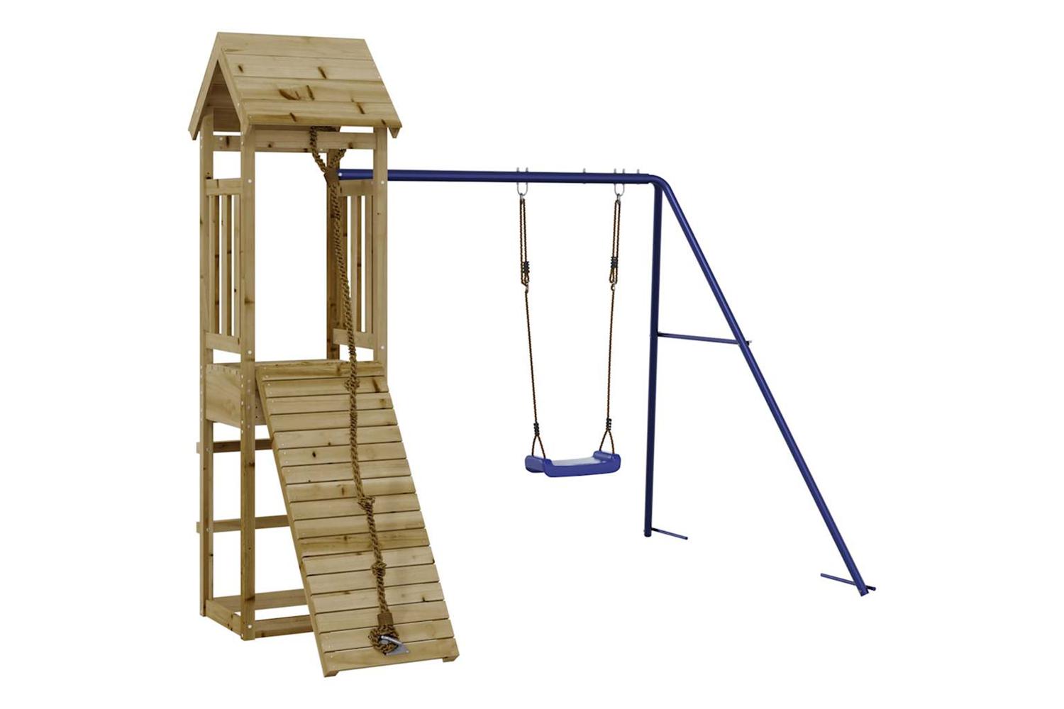 Vidaxl 3155815 Playhouse With Climbing Wall Swing Impregnated Wood Pine