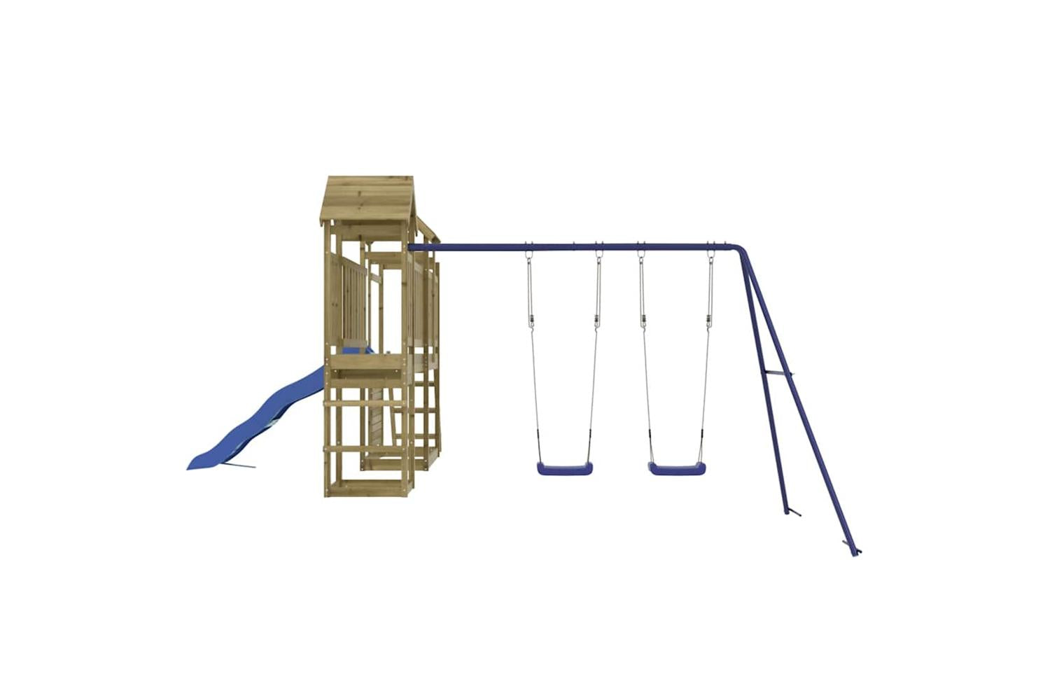 Vidaxl 3155899 Playhouse With Slide Swings Rockwall Impregnated Wood Pine-4