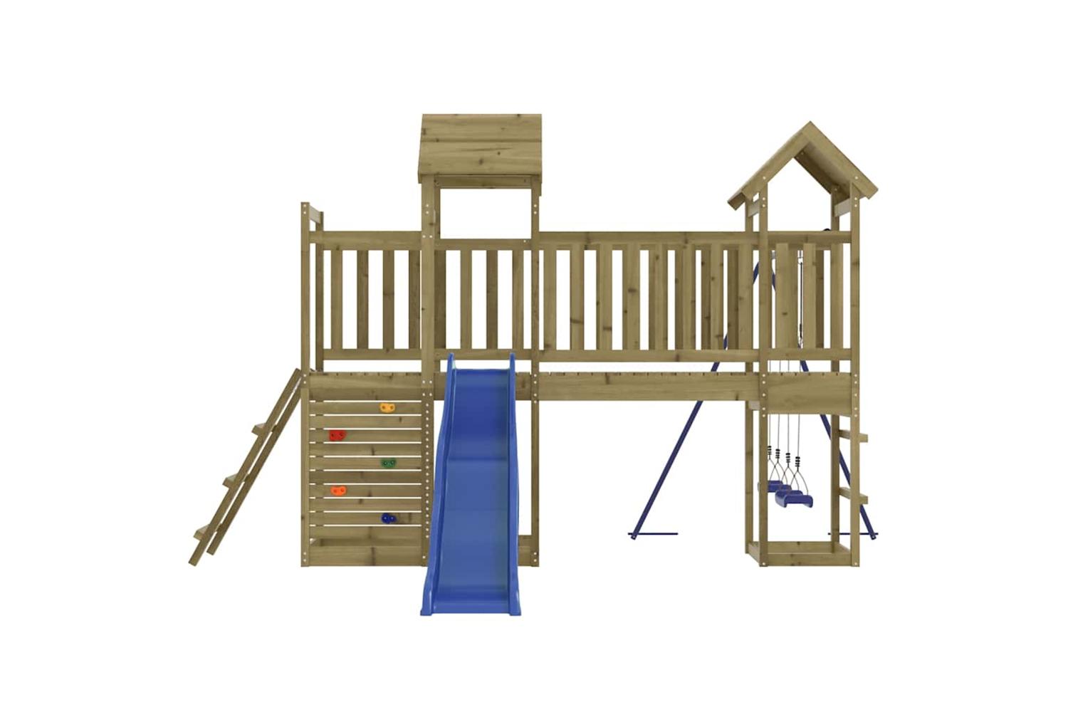 Vidaxl 3155899 Playhouse With Slide Swings Rockwall Impregnated Wood Pine-5