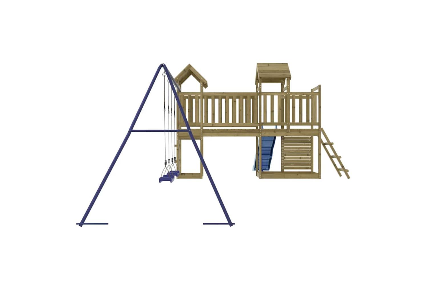 Vidaxl 3155899 Playhouse With Slide Swings Rockwall Impregnated Wood Pine-6