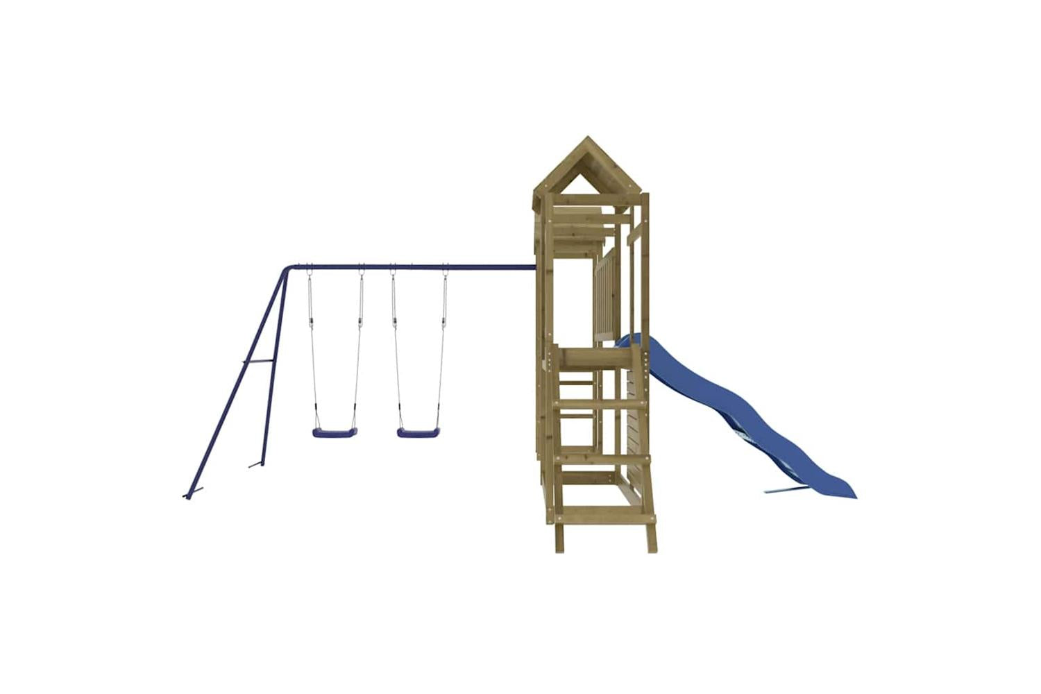 Vidaxl 3155899 Playhouse With Slide Swings Rockwall Impregnated Wood Pine-7