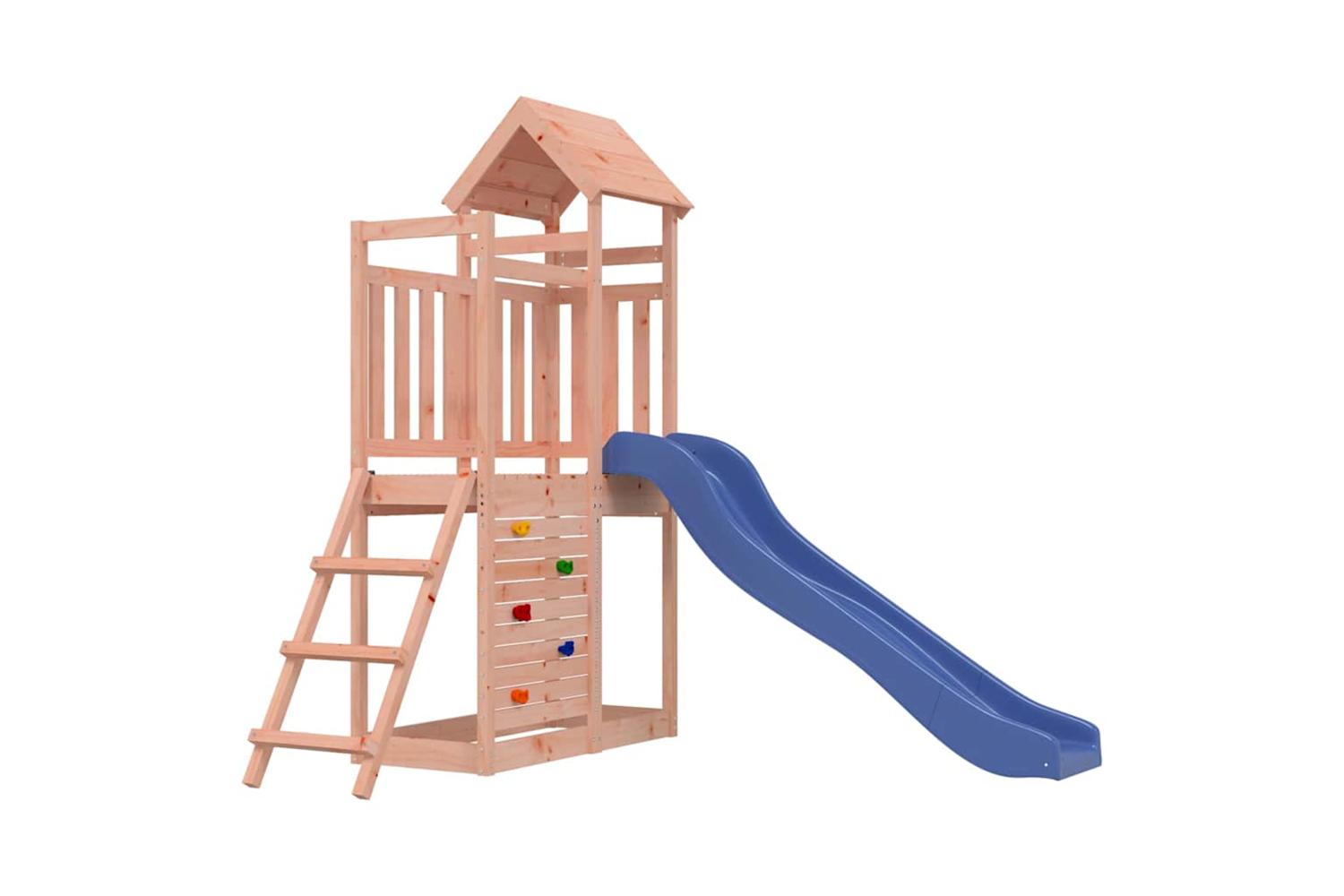 Vidaxl 3155889 Playhouse With Slide Rockwall Solid Wood Douglas