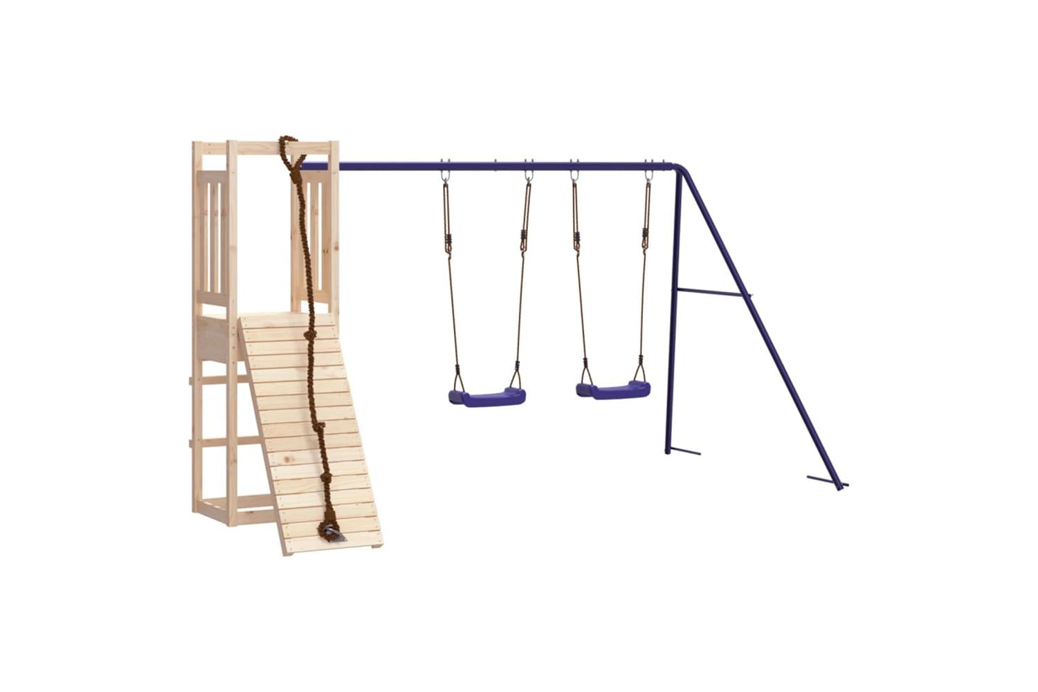 Vidaxl 3155951 Playhouse With Climbing Wall Swings Solid Wood Pine