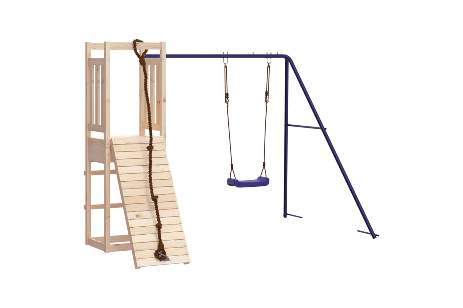 Vidaxl 3155948 Playhouse With Climbing Wall Swing Solid Wood Pine