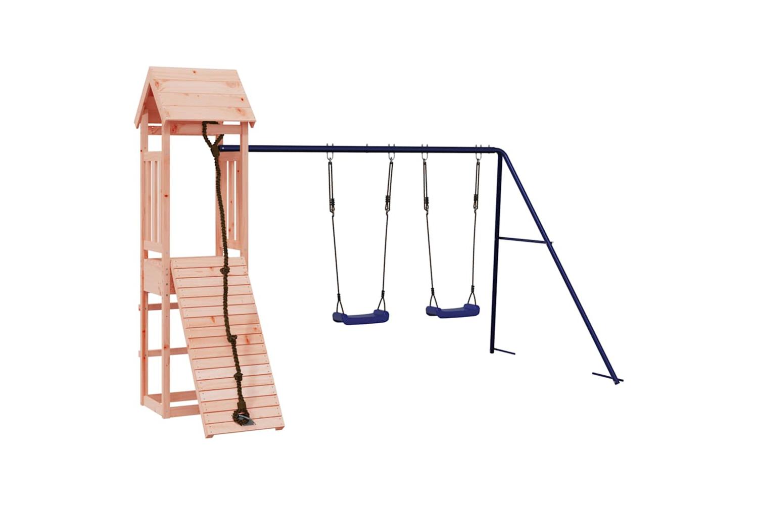 Vidaxl 3155817 Playhouse With Climbing Wall Swings Solid Wood Douglas