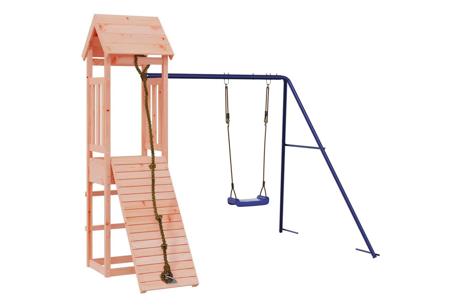 Vidaxl 3155814 Playhouse With Climbing Wall Swing Solid Wood Douglas