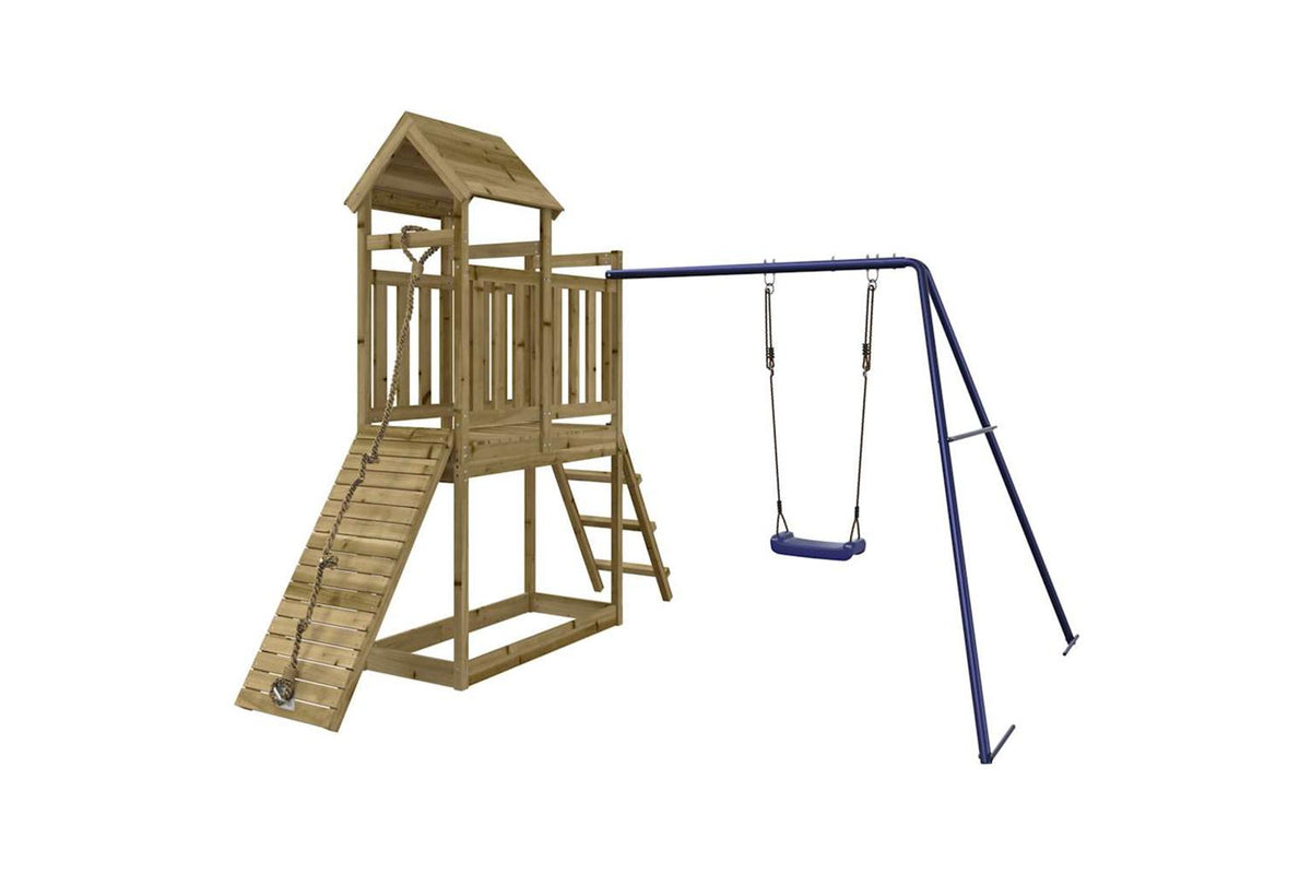 Vidaxl 3155872 Playhouse With Swing Climbing Wall Impregnated Wood Pine