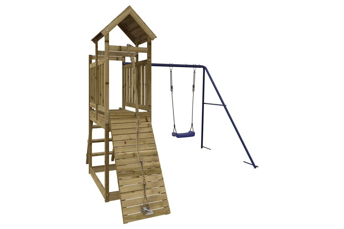 Vidaxl 3155872 Playhouse With Swing Climbing Wall Impregnated Wood Pine-3