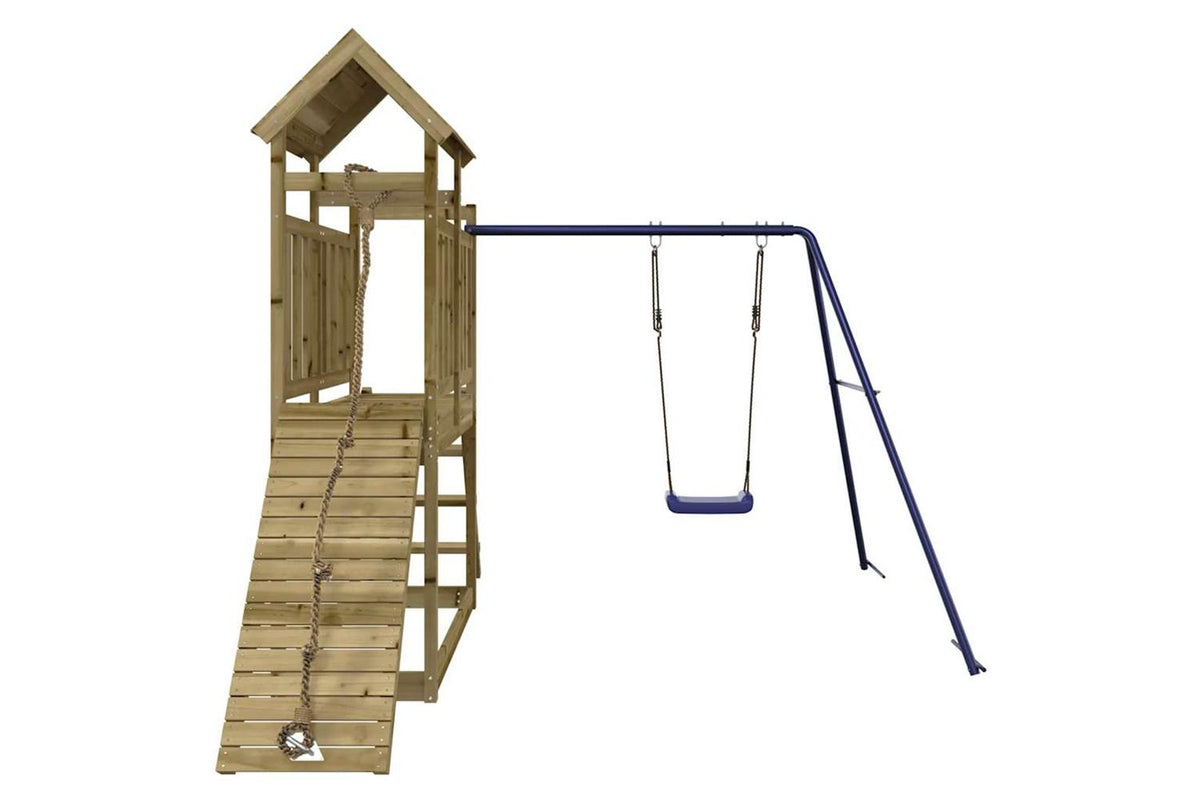 Vidaxl 3155872 Playhouse With Swing Climbing Wall Impregnated Wood Pine-4