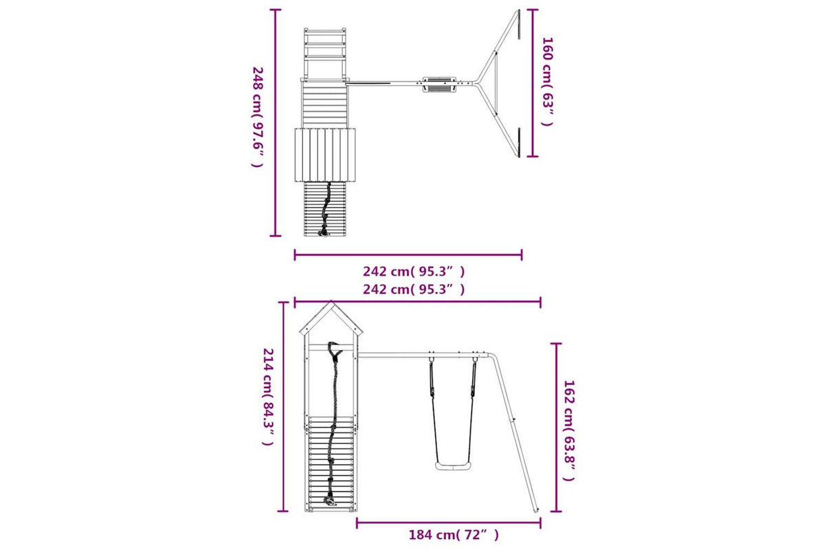 Vidaxl 3155872 Playhouse With Swing Climbing Wall Impregnated Wood Pine-10