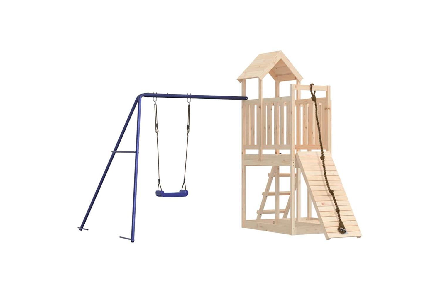 Vidaxl 3155834 Playhouse With Climbing Wall Swing Solid Wood Pine-2