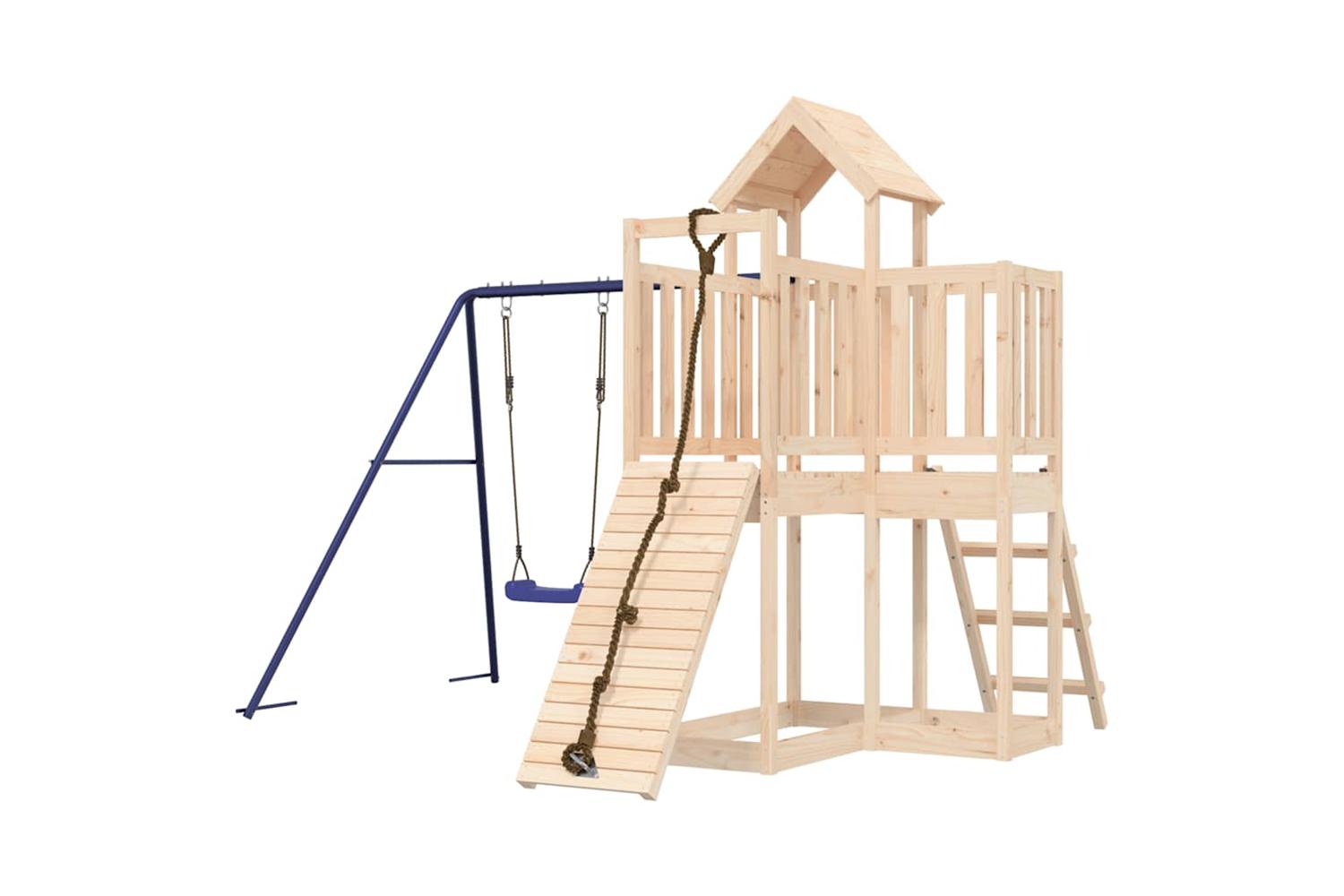 Vidaxl 3155834 Playhouse With Climbing Wall Swing Solid Wood Pine-3