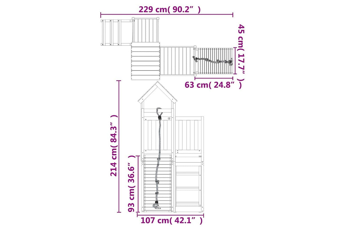 Vidaxl 3155831 Playhouse With Climbing Wall Solid Wood Pine-9