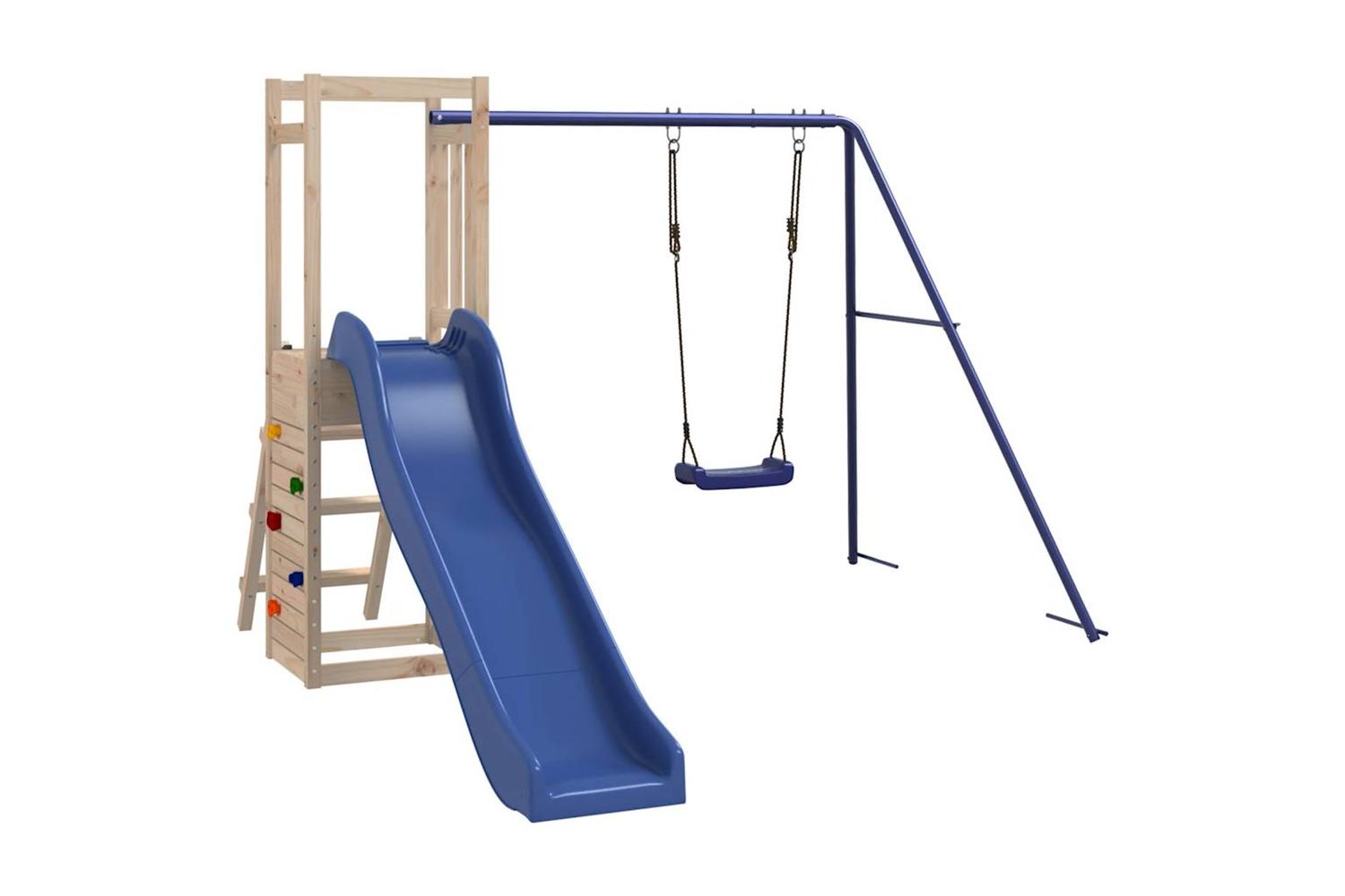 Vidaxl 3155924 Playhouse With Slide Swing Rockwall Solid Wood Pine