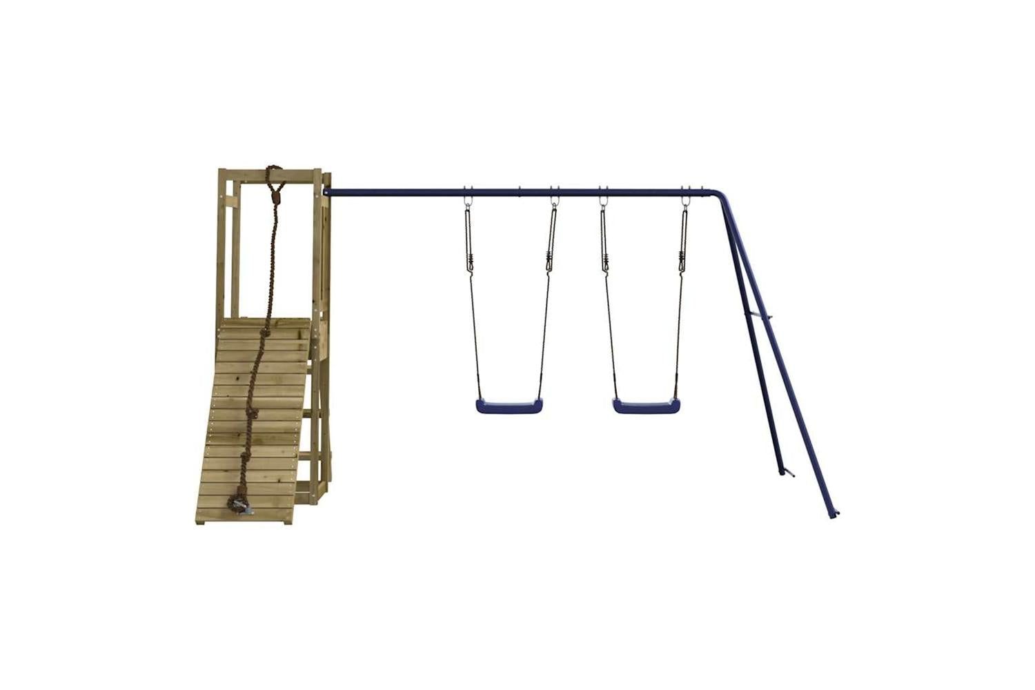 Vidaxl 3155923 Playhouse With Swings Climbing Wall Impregnated Wood Pine-3