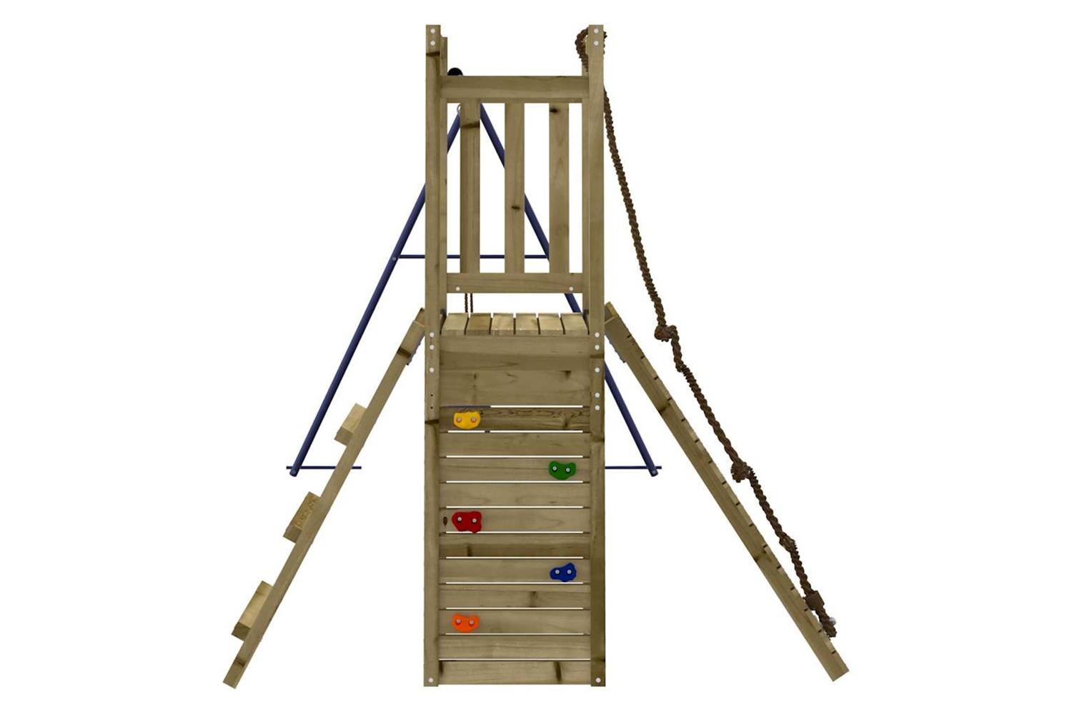 Vidaxl 3155923 Playhouse With Swings Climbing Wall Impregnated Wood Pine-4