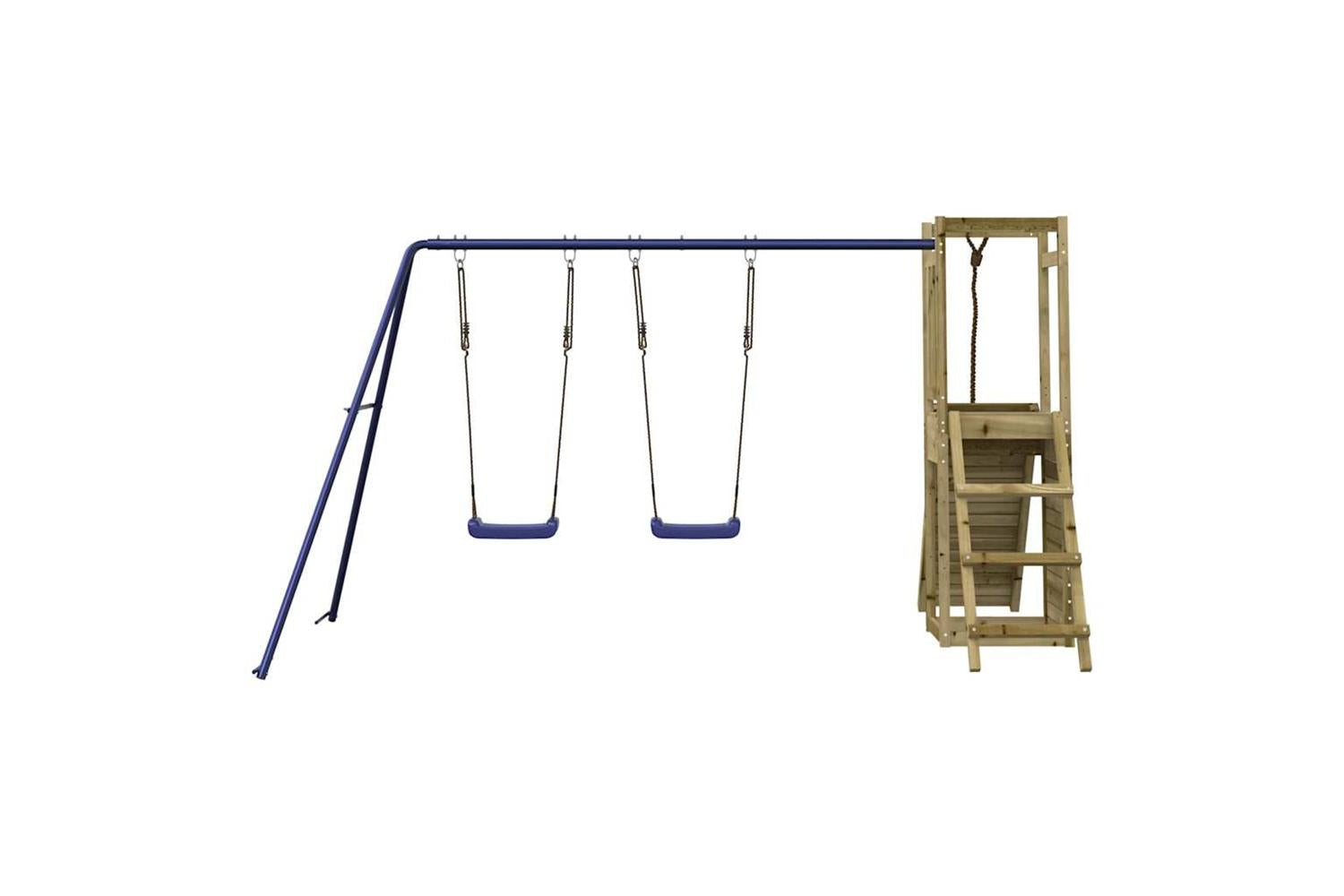 Vidaxl 3155923 Playhouse With Swings Climbing Wall Impregnated Wood Pine-6