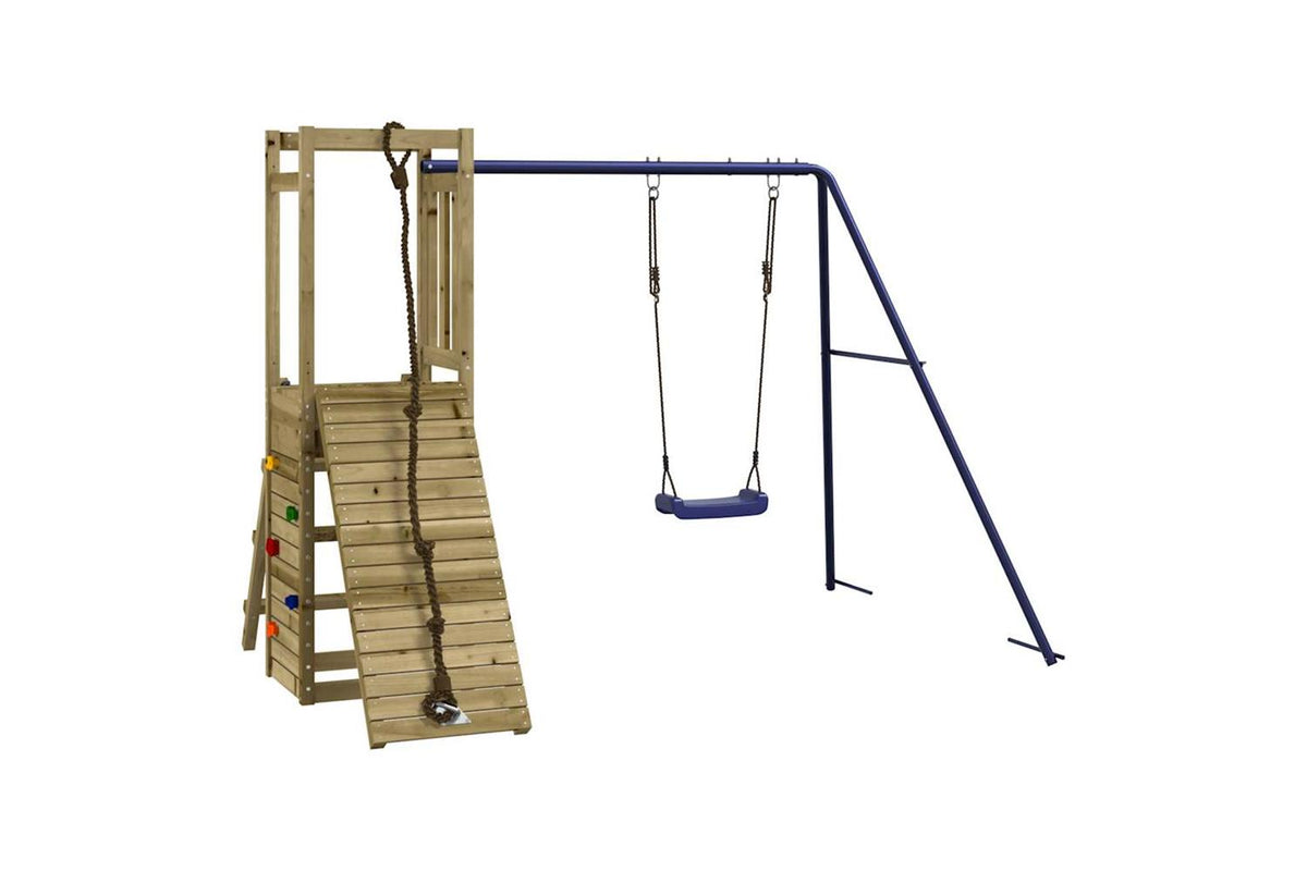 Vidaxl 3155920 Playhouse With Swing Climbing Wall Impregnated Wood Pine-2