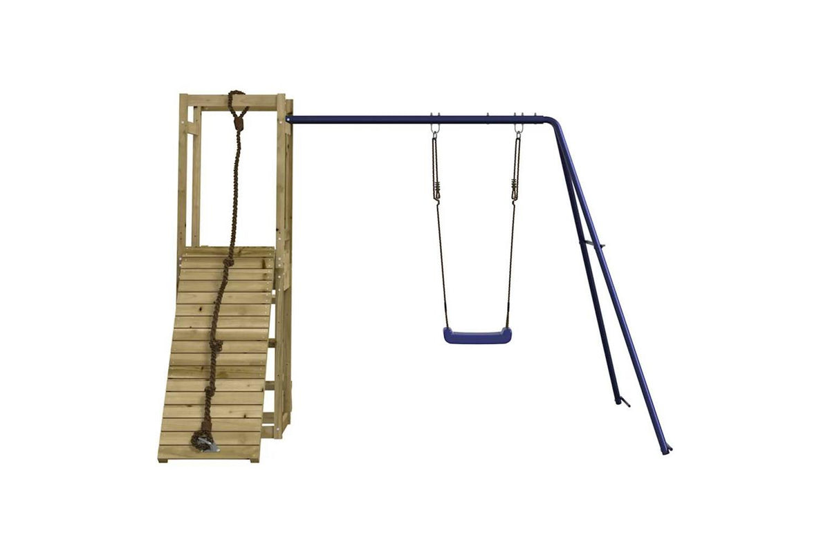 Vidaxl 3155920 Playhouse With Swing Climbing Wall Impregnated Wood Pine-3