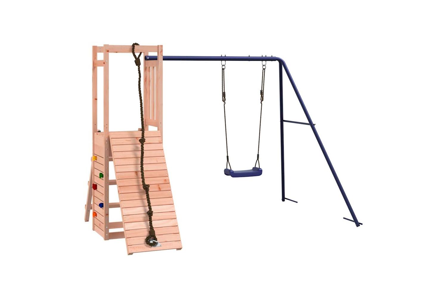 Vidaxl 3155919 Playhouse With Swing Climbing Wall Solid Wood Douglas