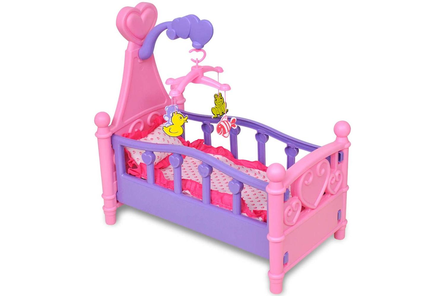 Vidaxl Kids'/children's Playroom Toy Doll Bed Pink + Purple