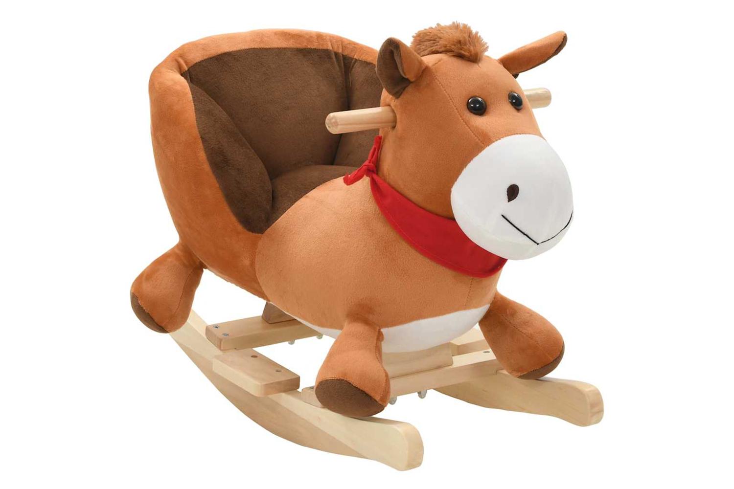 vidaXL 80221 Rocking Animal Horse With Backrest Plush 60x32x50cm Brown