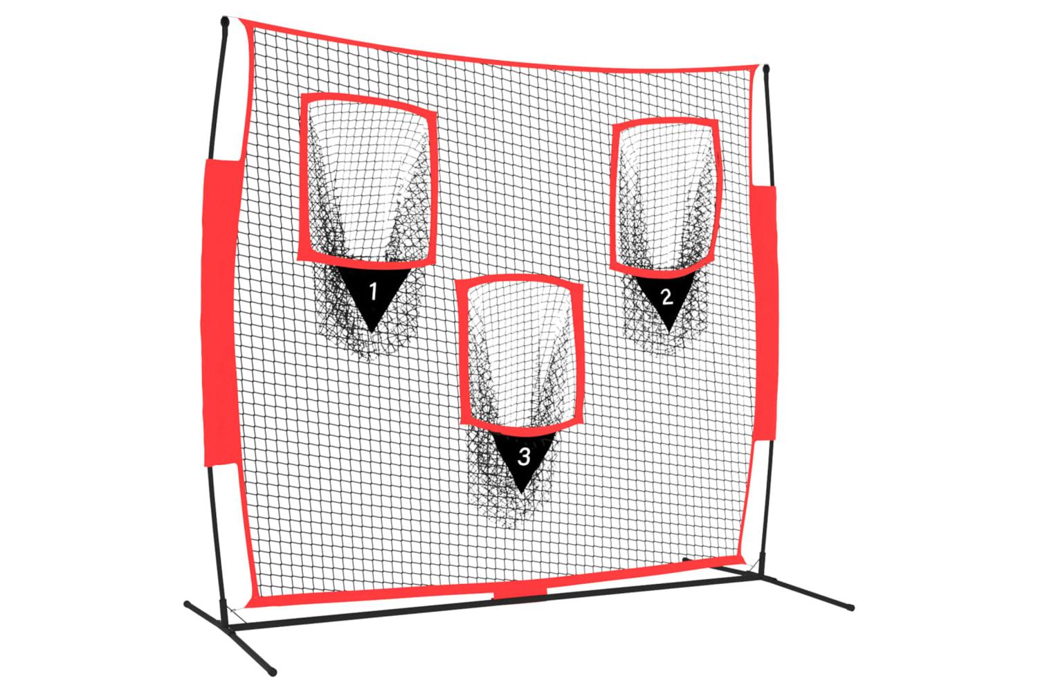 vidaXL 93747 Portable Baseball Net Black And Red 183x105x183cm Polyester