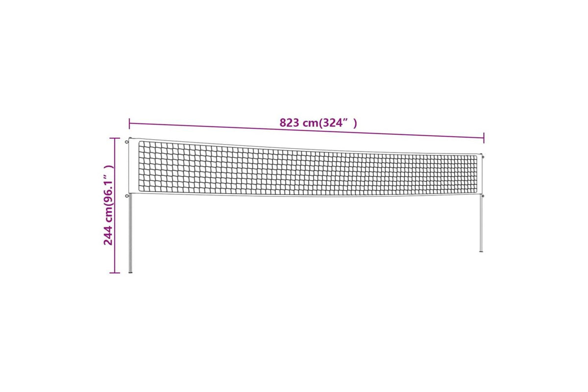 vidaXL 93744 Volleyball Net Yellow And Black 823x244cm Pe Fabric-8