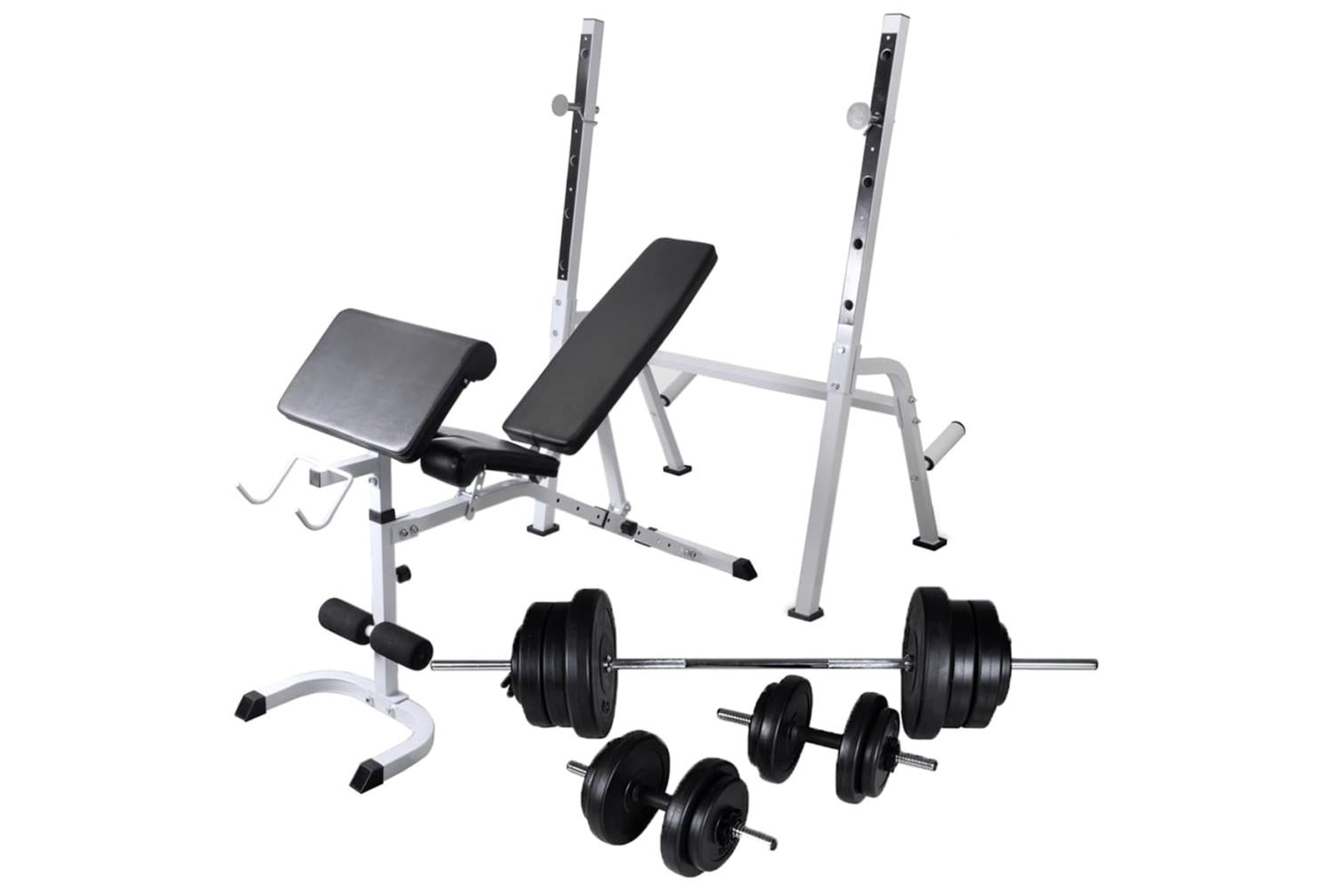 Vidaxl 275362 Workout Bench With Weight Rack, Barbell And Dumbbell Set 60.5kg