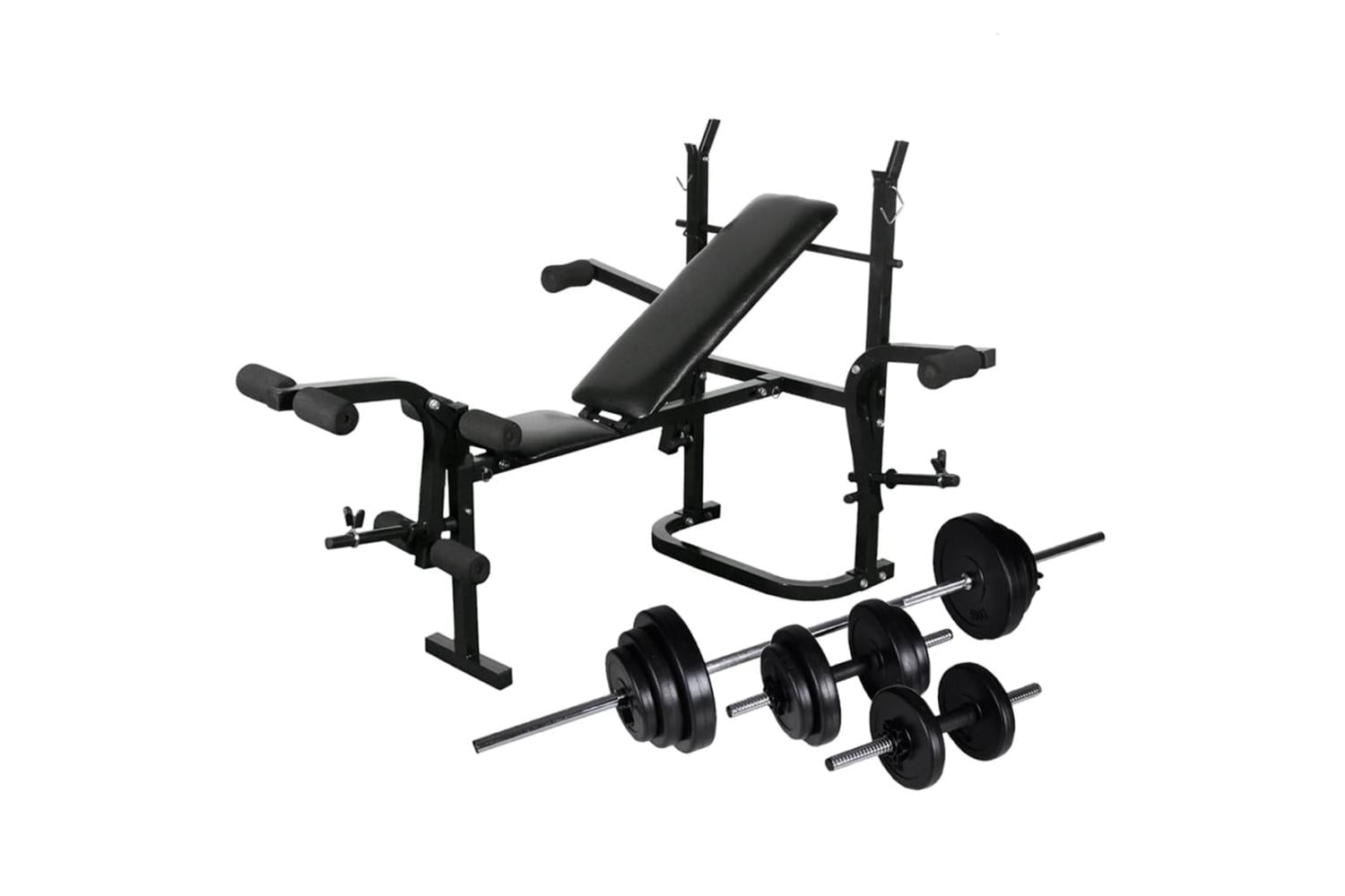 Vidaxl 275368 Weight Bench With Weight Rack, Barbell And Dumbbell Set 30.5kg