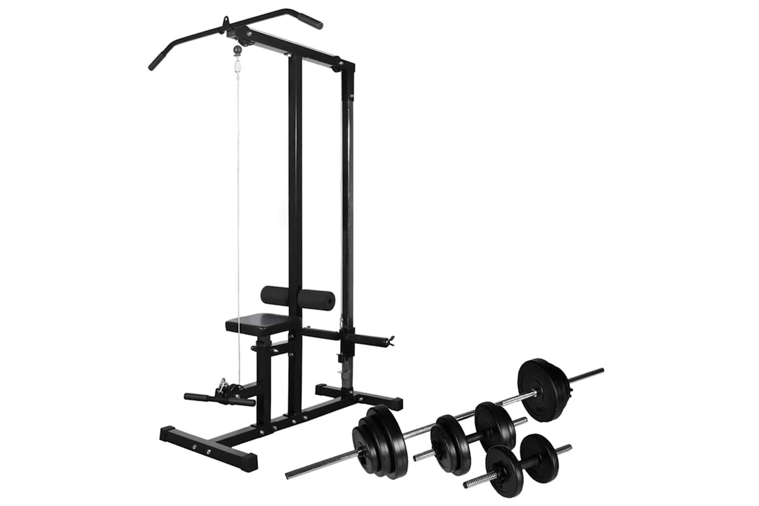 Vidaxl 275355 Power Tower With Barbell And Dumbbell Set 30.5 Kg