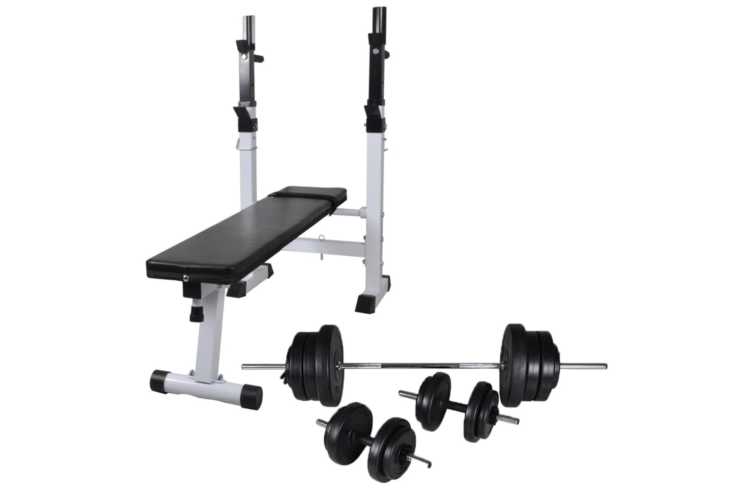 Vidaxl 275361 Workout Bench With Weight Rack, Barbell And Dumbbell Set 60.5kg