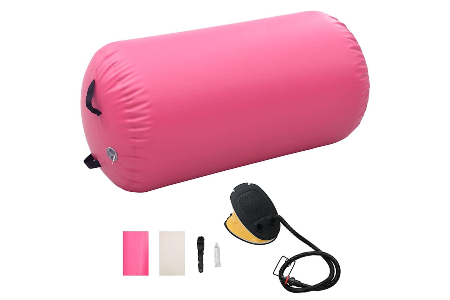 vidaXL 92715 Inflatable Gymnastic Roll With Pump 120x75cm Pvc Pink