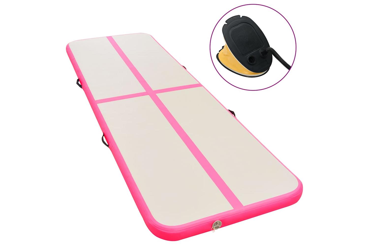 vidaXL 91921 Inflatable Gymnastics Mat With Pump 600x100x10cm Pvc Pink