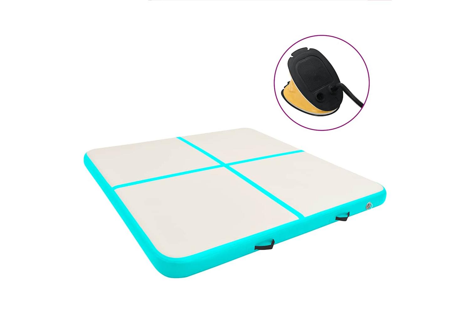 vidaXL 92696 Inflatable Gymnastics Mat With Pump 200x200x10cm Pvc Green