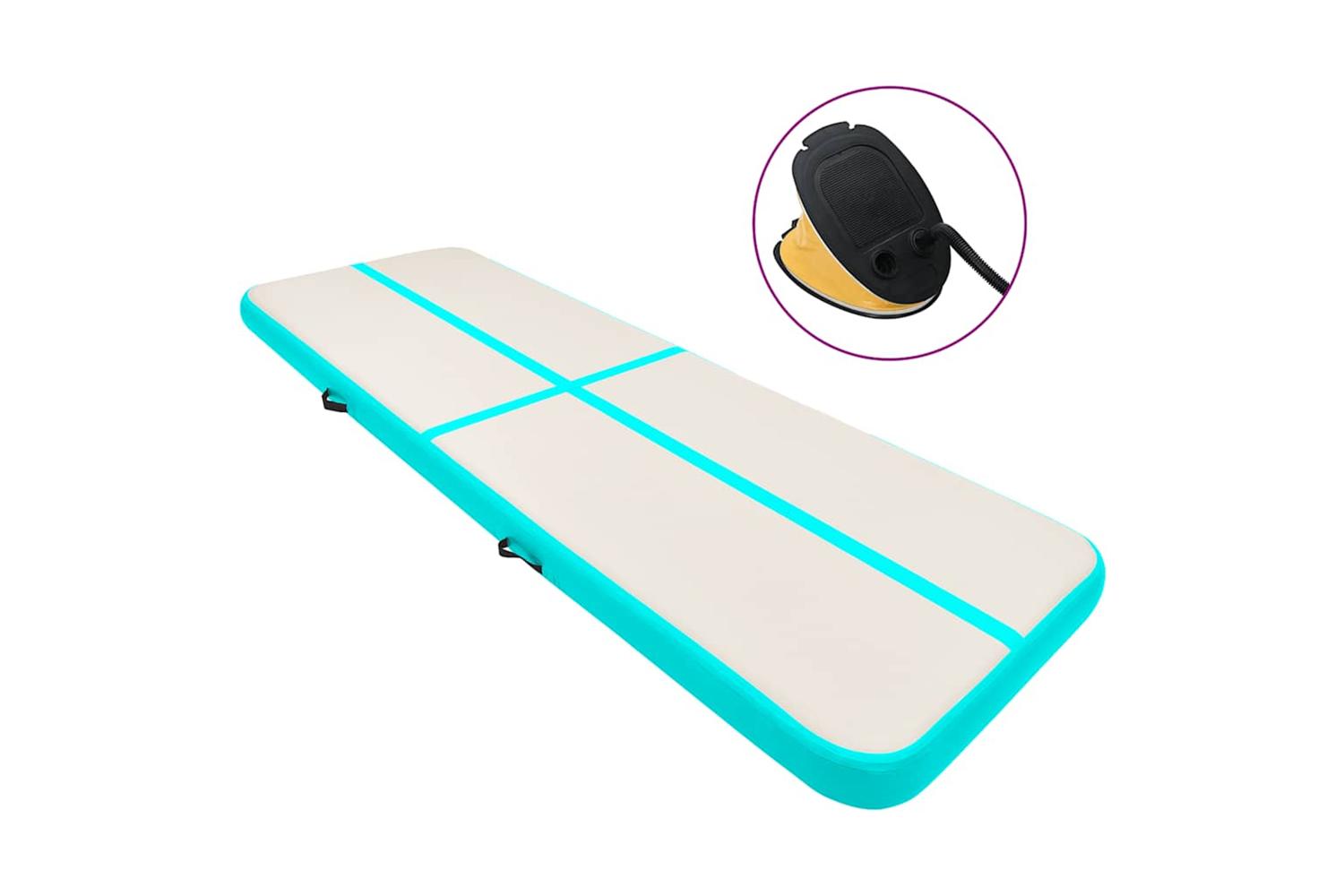 vidaXL 92681 Inflatable Gymnastics Mat With Pump 400x100x20cm Pvc Green