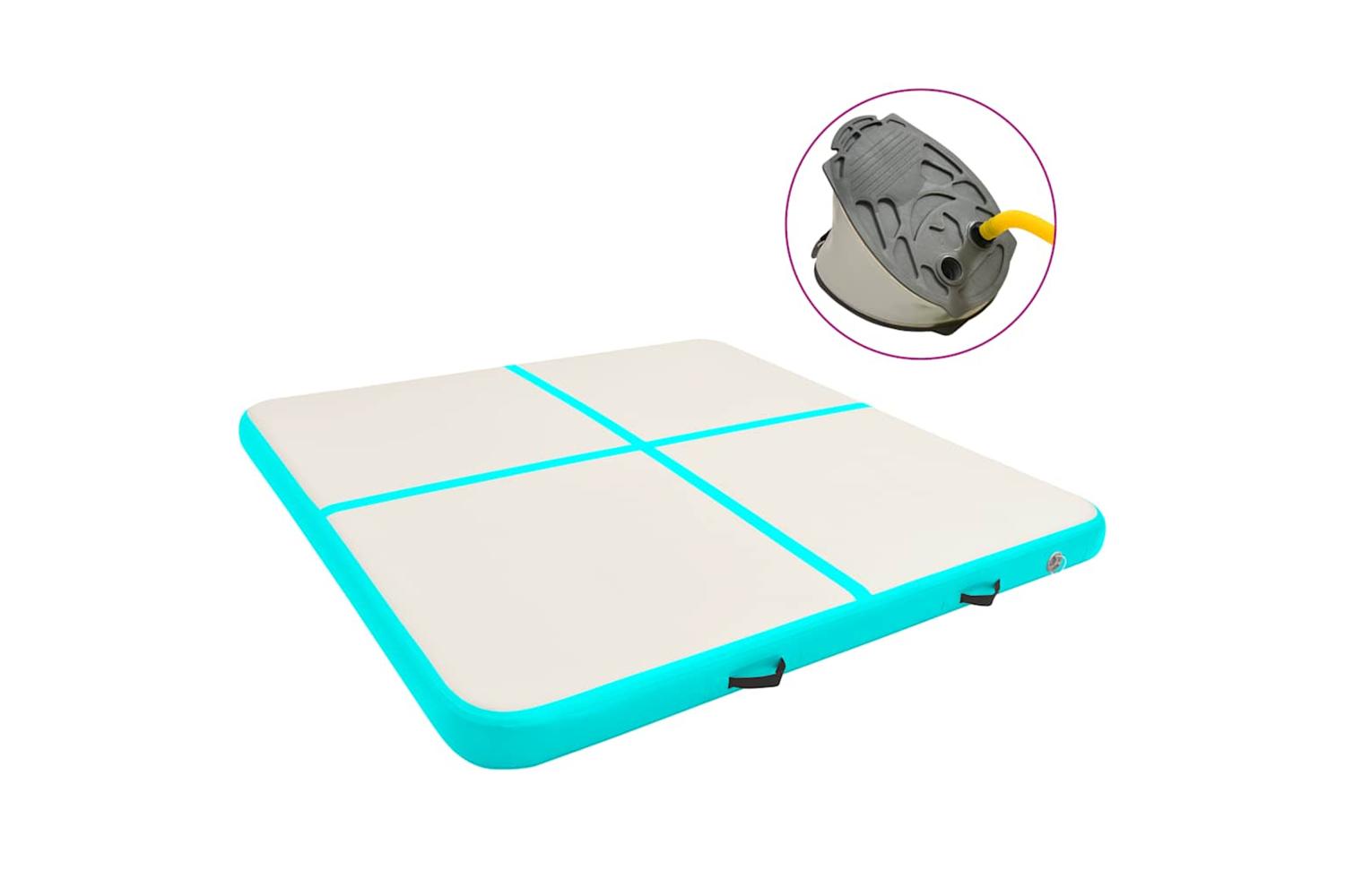vidaXL 92702 Inflatable Gymnastics Mat With Pump 200x200x20cm Pvc Green