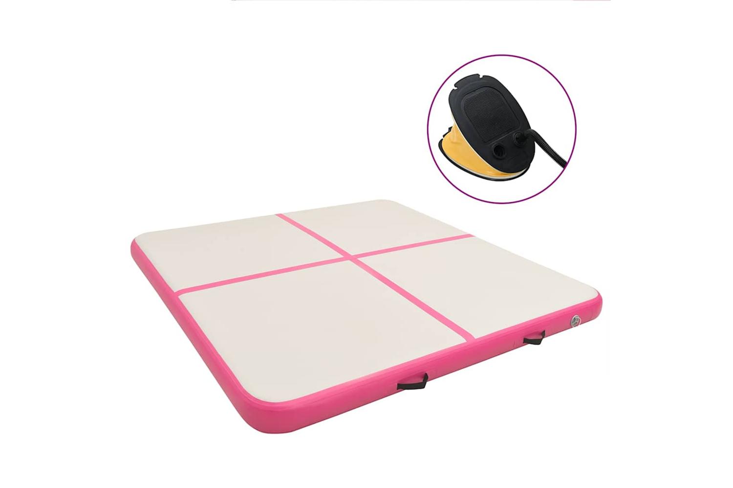 vidaXL 92694 Inflatable Gymnastics Mat With Pump 200x200x10cm Pvc Pink
