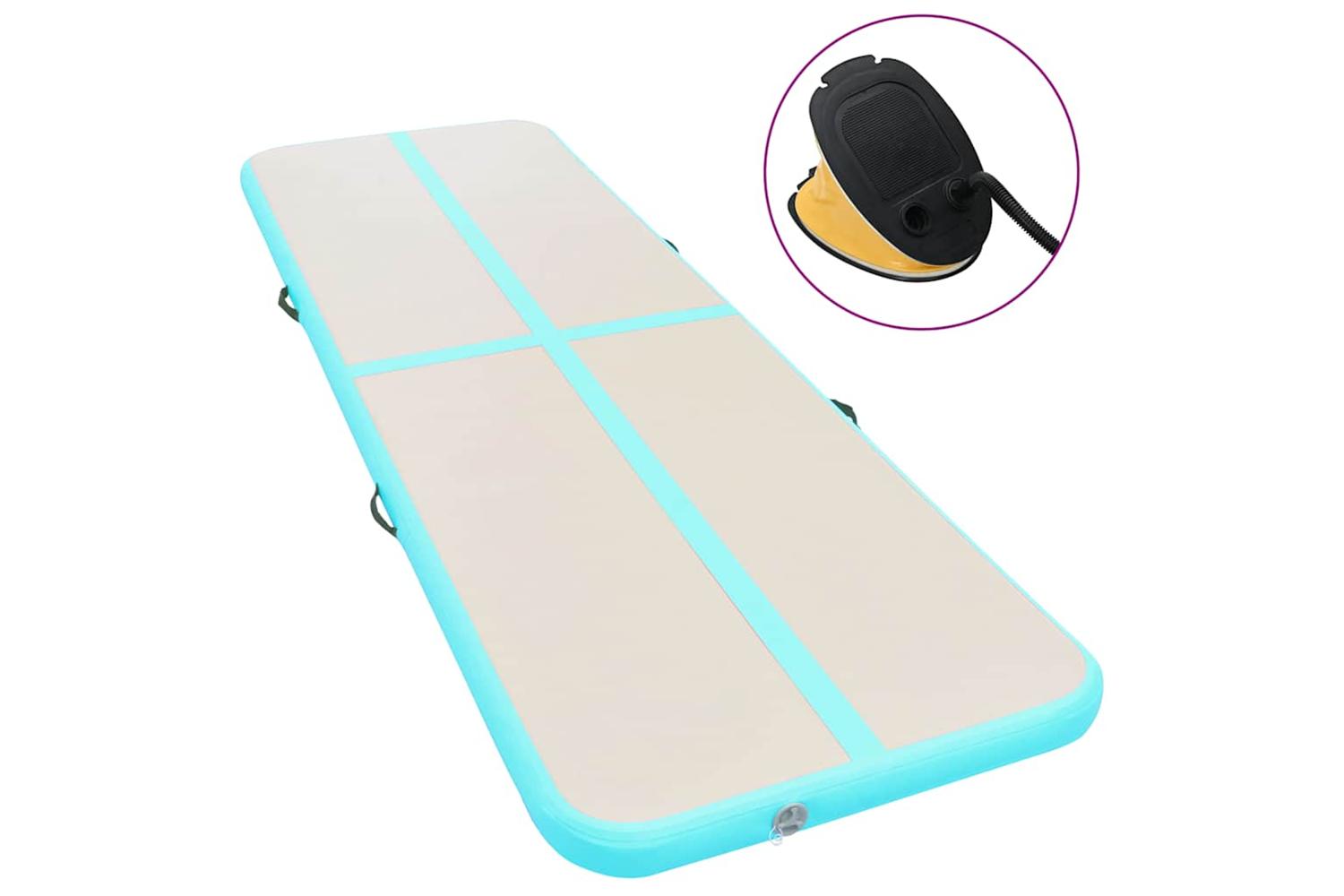 vidaXL 91923 Inflatable Gymnastics Mat With Pump 600x100x10cm Pvc Green